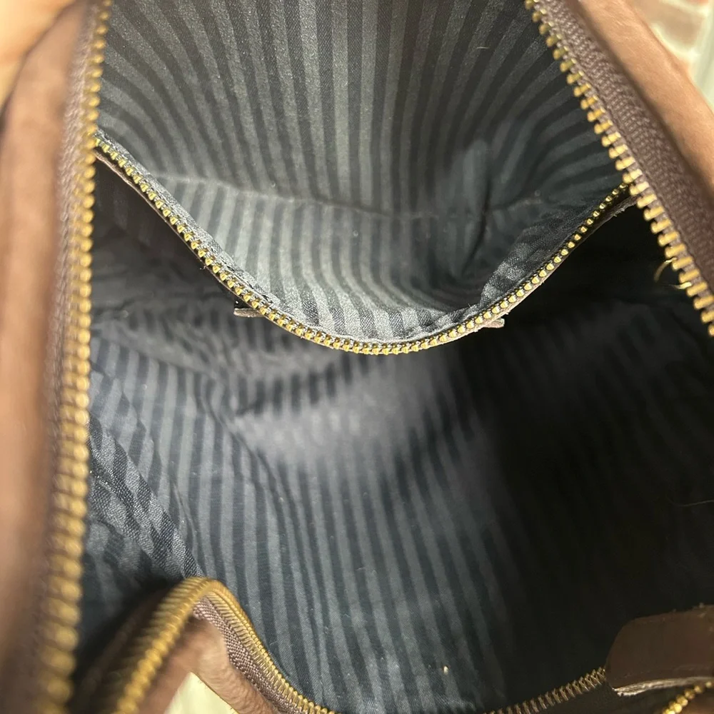 Vintage couch nubuck ergo 4395 mahogany brown leather shoulder hobo bag retro - Picture 11 of 16